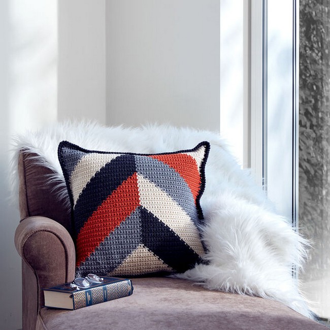 Bold Angles Crochet Pillow