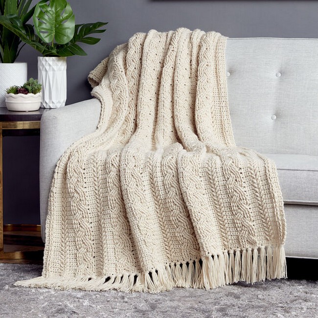 Braided Cable Crochet Blanket
