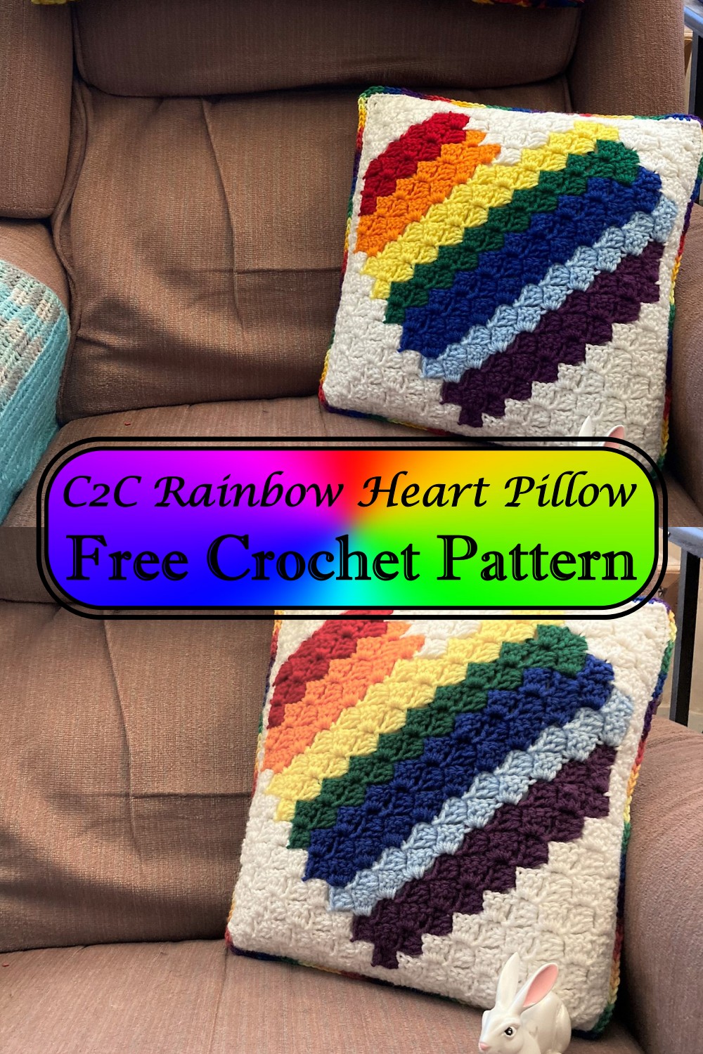 C2C Rainbow Heart Pillow