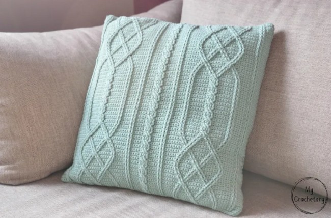 Cable Diamond Pillow Free Crochet Pattern