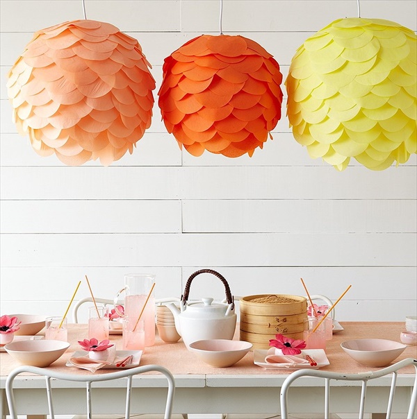 Colorful tissue paper globes for summer decorations