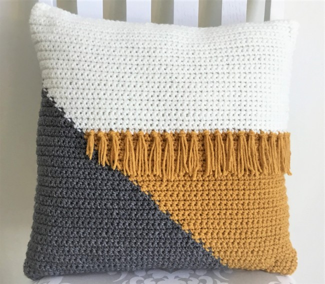 Cool Crochet Color Block Pillow