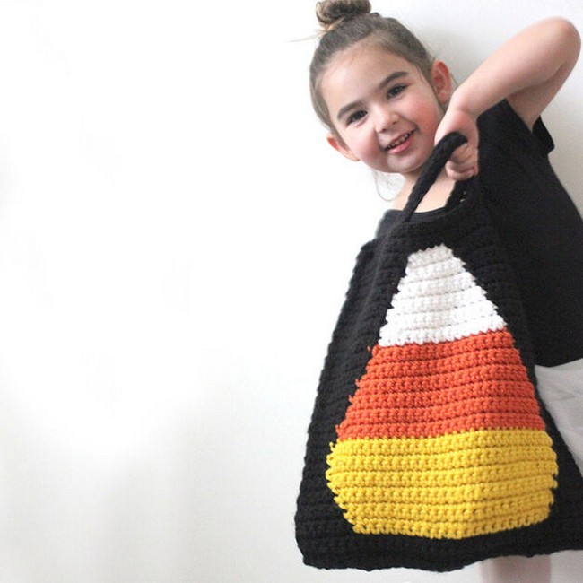 Crochet Candy Corn Trick Or Treat Bag