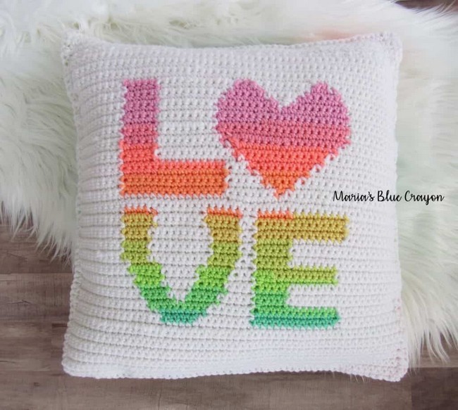 Crochet Love Pillow Cover
