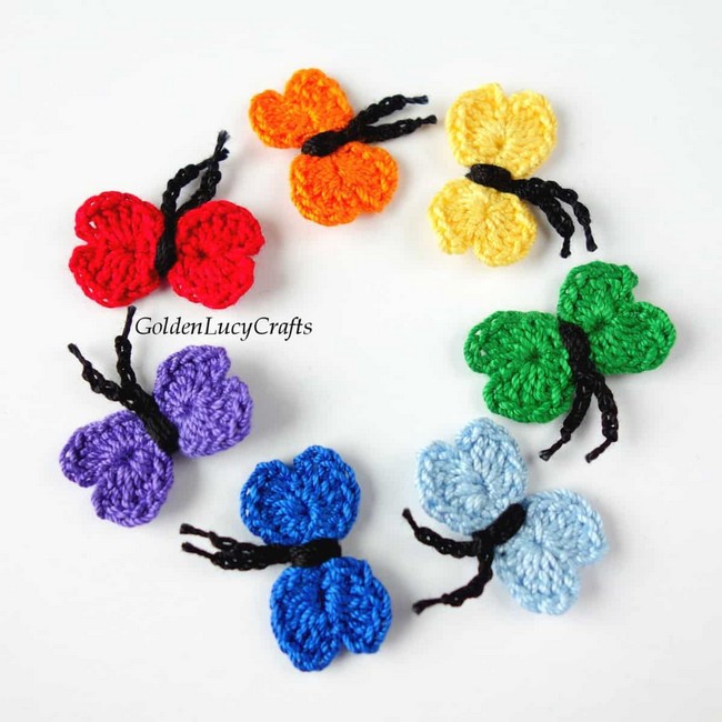 Crochet Mini Heart Butterflies