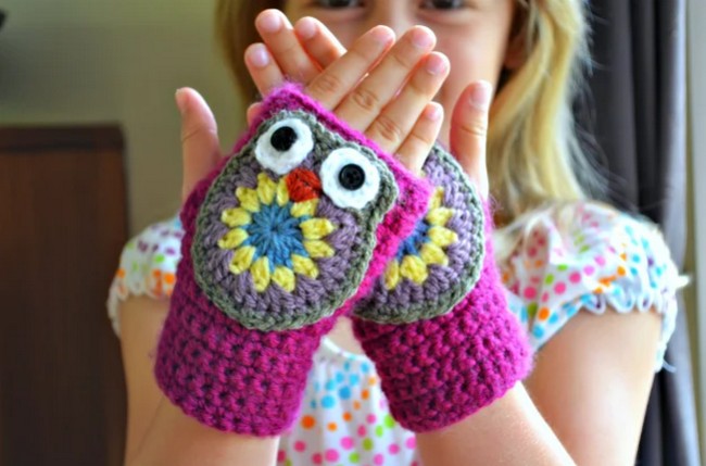 Crochet Owl Mittens