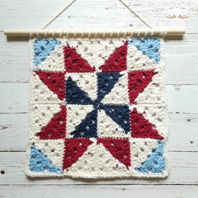 Crochet Quilt Square Inspired Wall Hanging Pattern