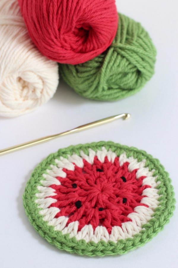 Crochet Watermelon Coasters