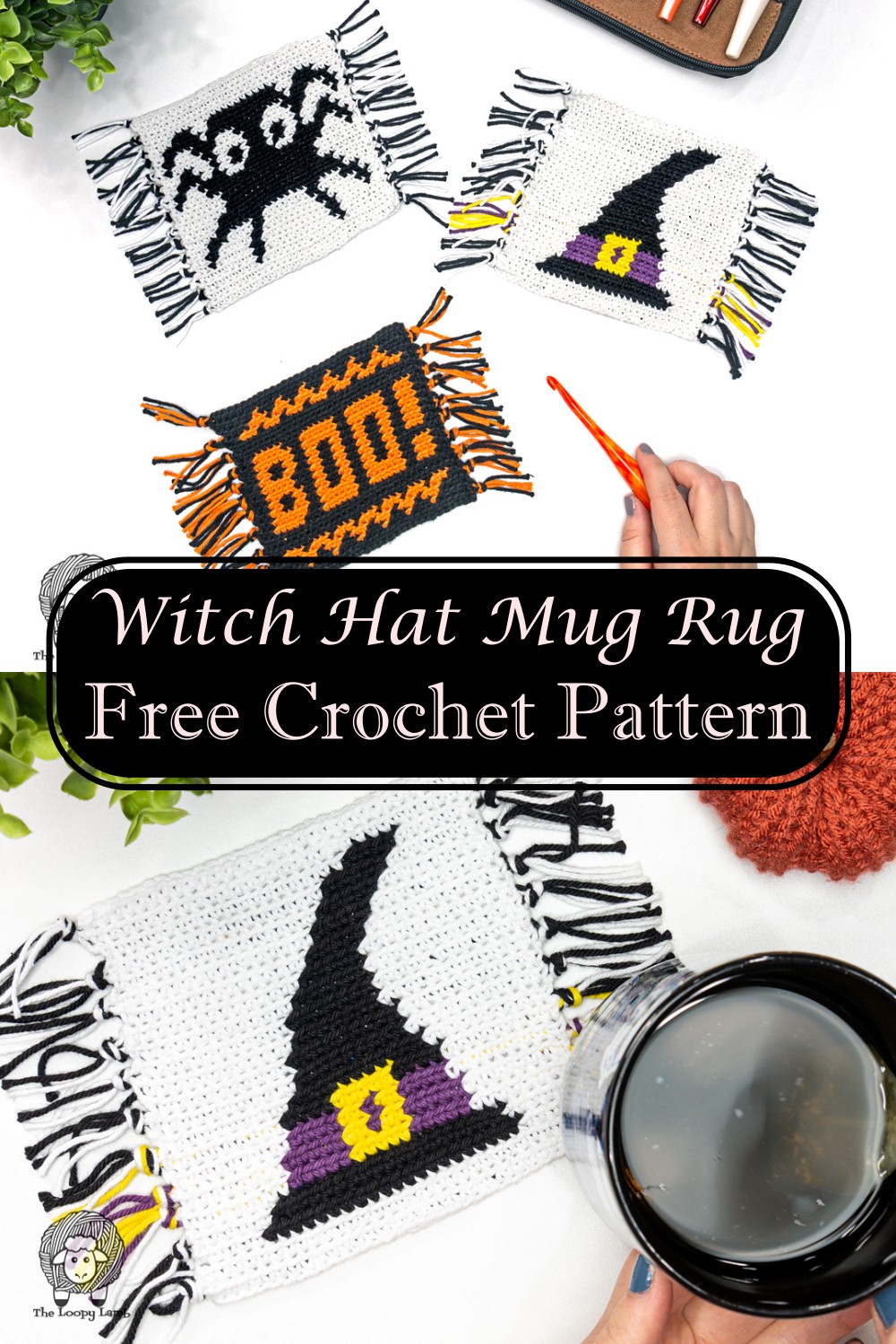 Crochet Witch Hat Mug Rug