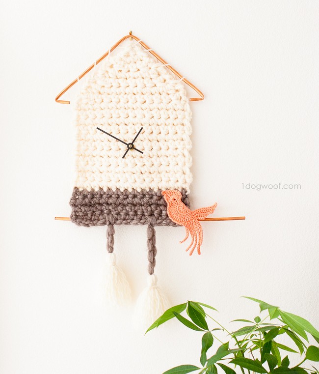 Crochet Yarn Cuckoo Clock Wall Hanging Pattern