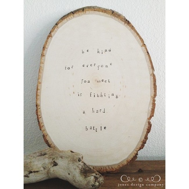 DIY Hand Stamped Tree Slice