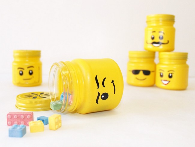 DIY Lego Head Mason Jars