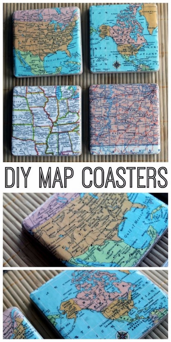 DIY Map Coasters