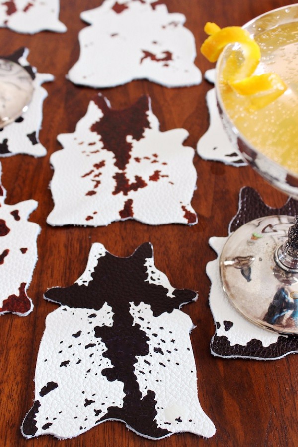 DIY Mini Cowhide Coasters