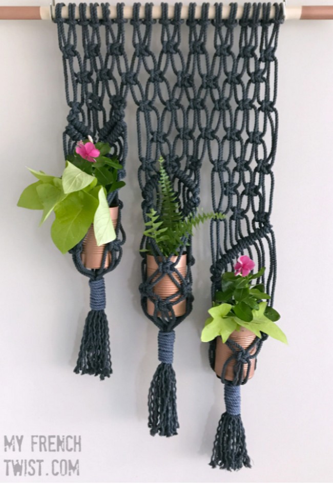 Free Crochet Macrame 3 Pot Planter