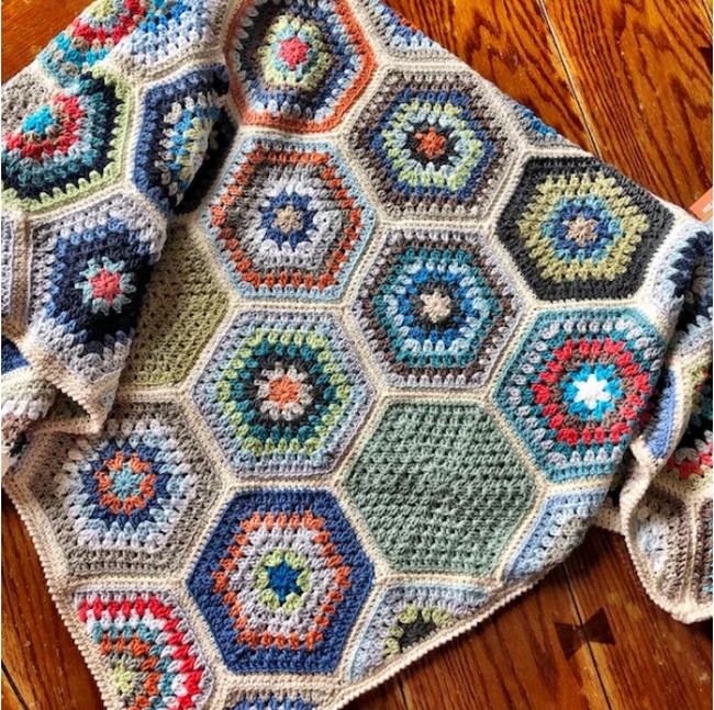 Free Crochet Pattern Painted Hexagons Blanket