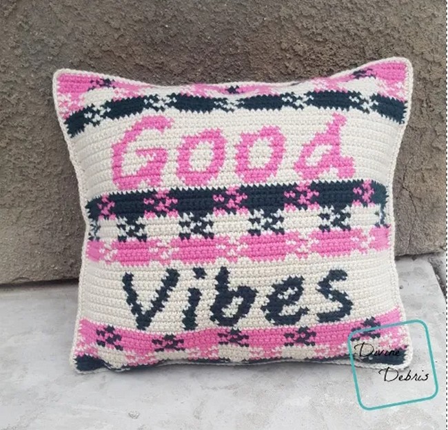 Good Vibes Pillow Free Crochet Pattern