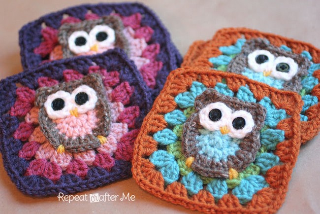 Owl Granny Square Crochet Pattern