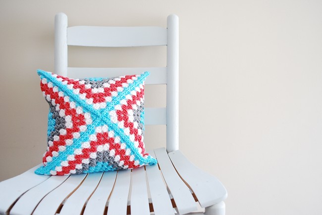 Retro Granny Square Pillow