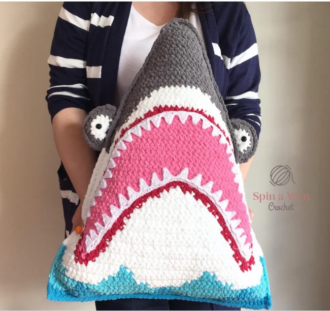 Shark Pillow Free Crochet Pattern