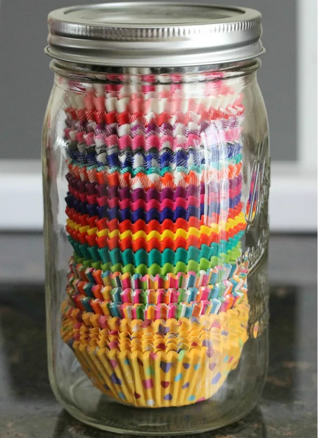 Store Cupcake Liners In A Mason Jar