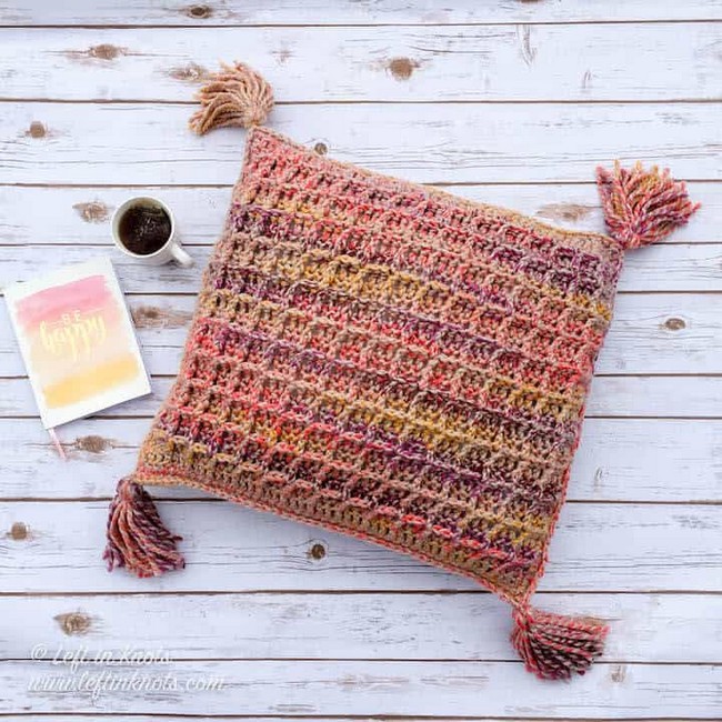 Waffle Stitch Throw Pillow Free Crochet Pattern