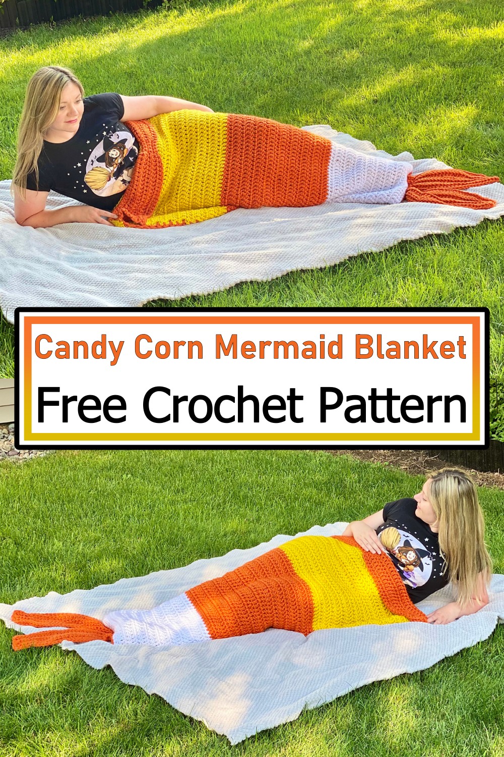 Candy Corn Mermaid Blanket