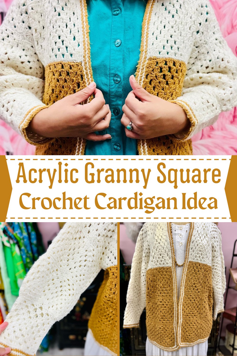Crochet Acrylic Granny Square Cardigan Idea