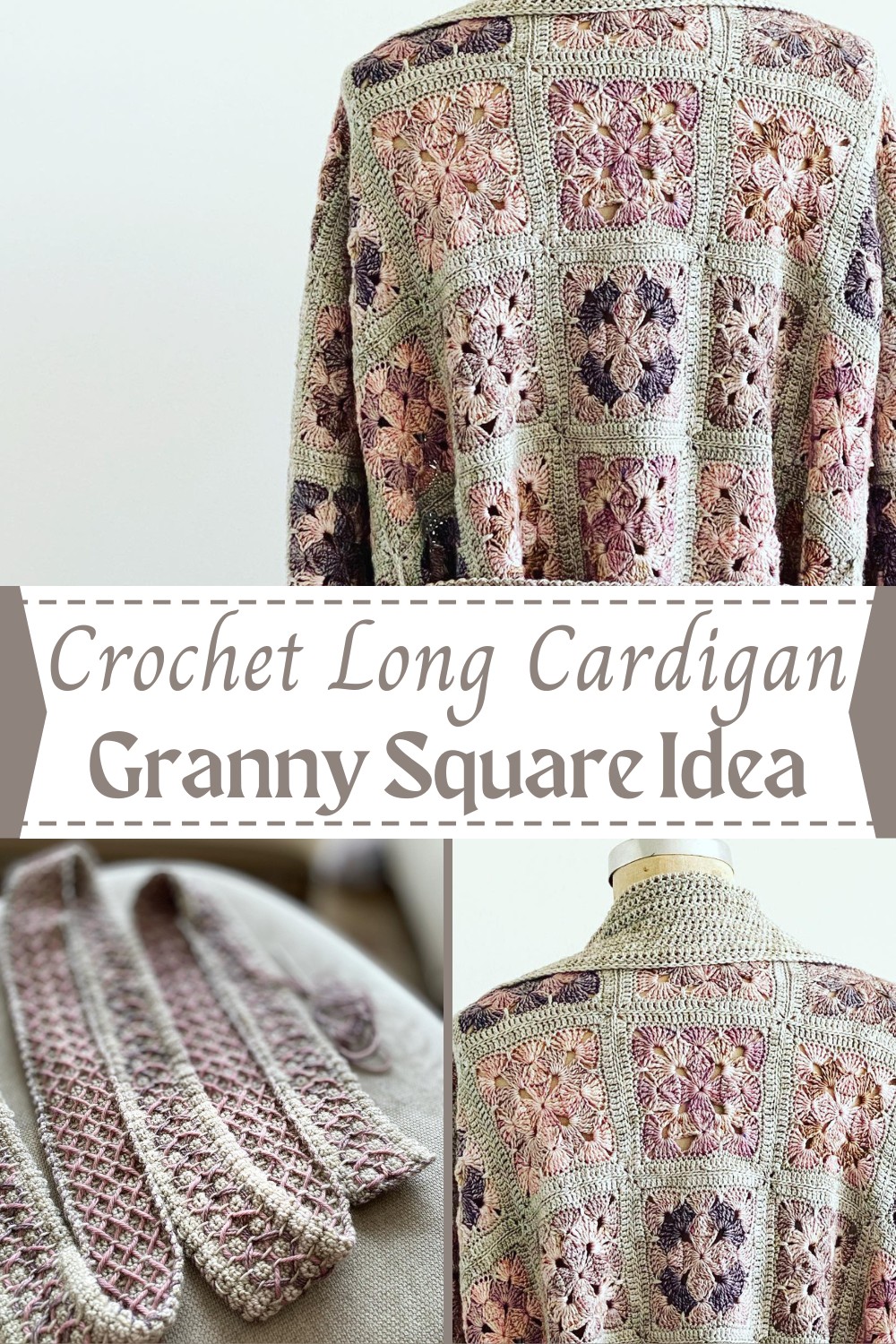 Crochet Long Granny Square Cardigan Idea With Shawl Collar