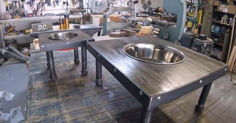 DIY Industrial Dog Bowl Stand