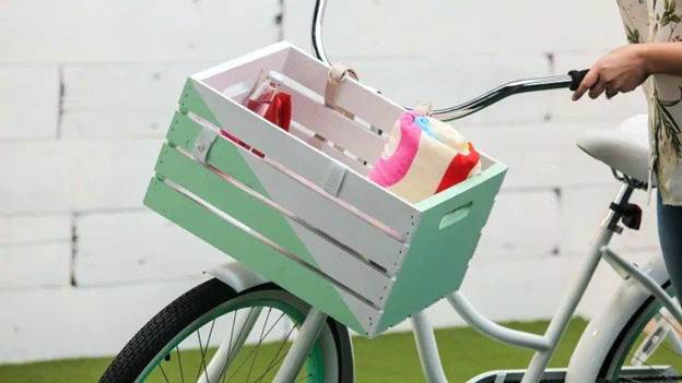 DIY Wood Crate Bike Basket