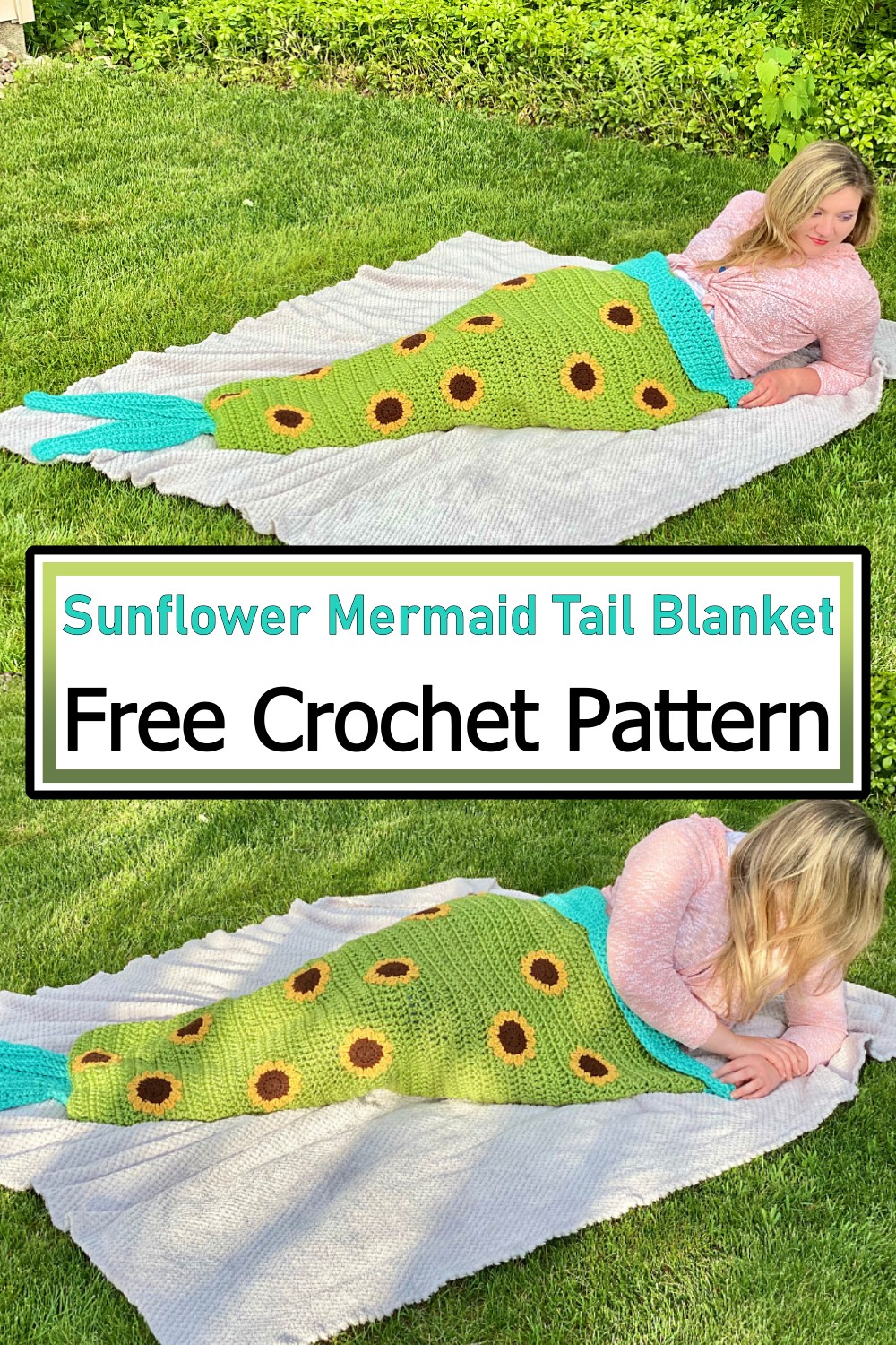 Sunflower Mermaid Tail Blanket