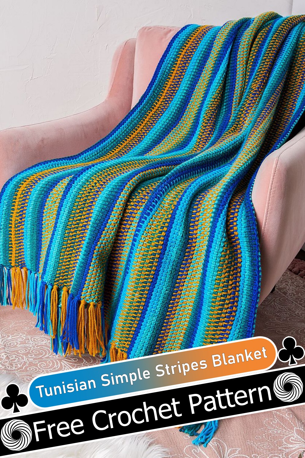 Tunisian Simple Stripes Blanket