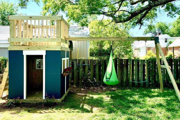 DIY Playhouse And Swing Set