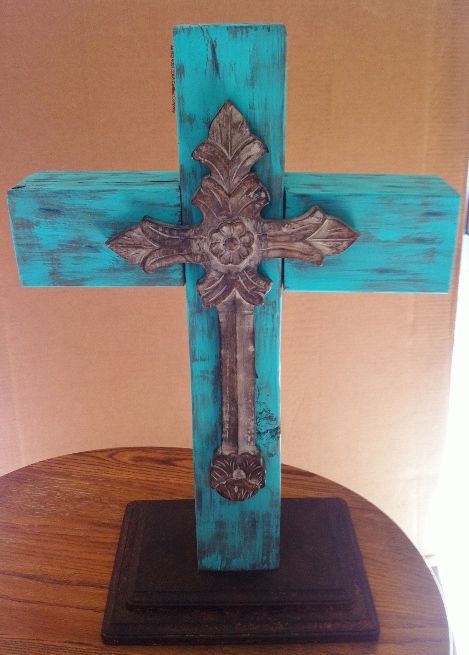 Turquoise Wood Cross Tutorial