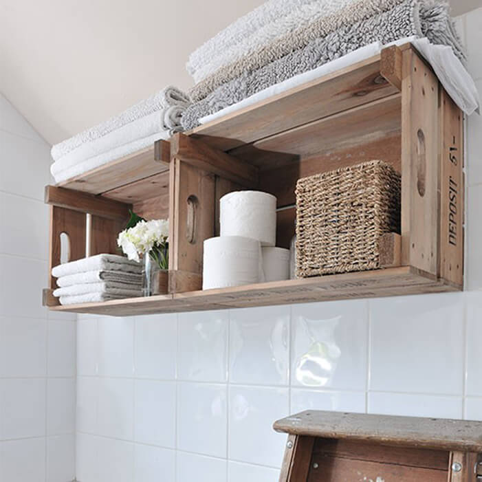 Use Crates to Expand Your Bathroom Shelves