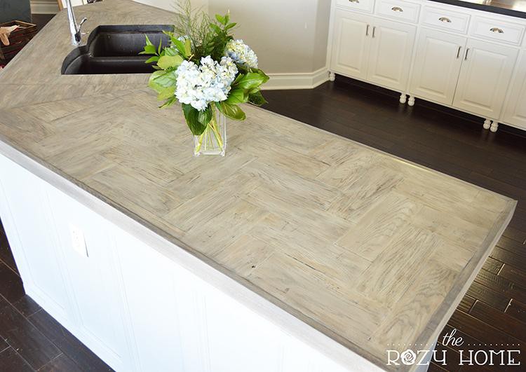 DIY Herringbone Wood Countertop