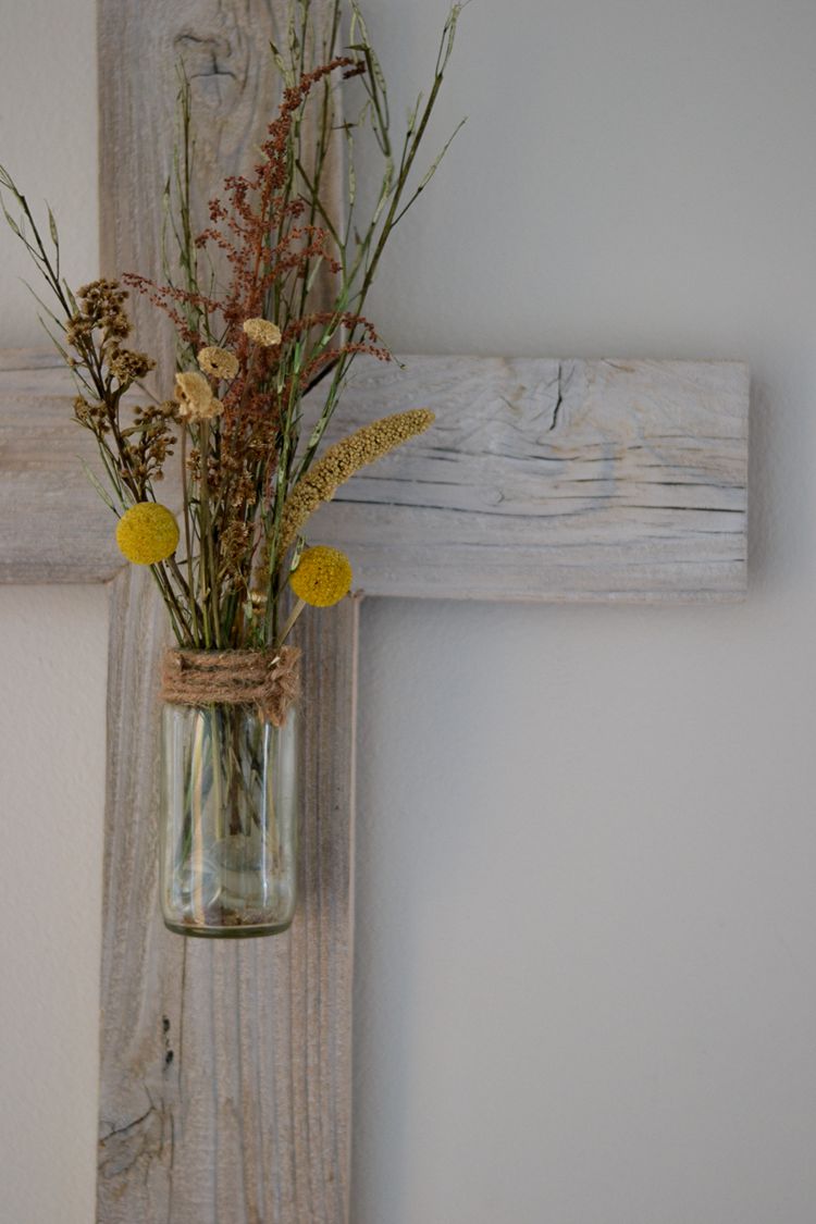 Rustic Whitewashed Wooden Cross