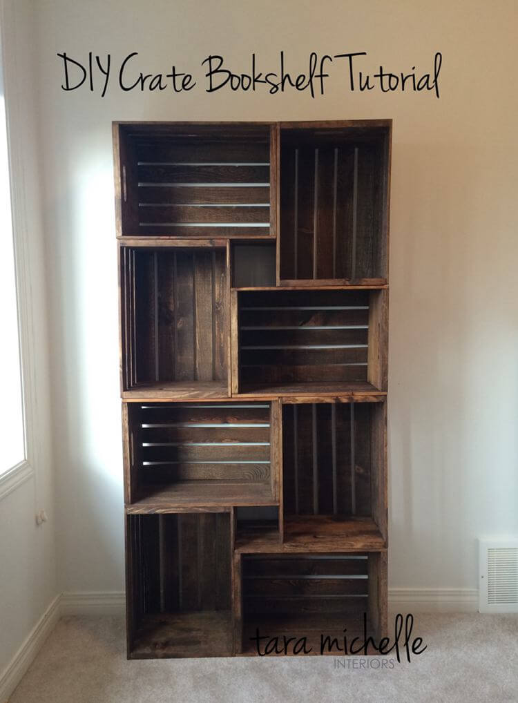 Simple and Versatile DIY Wood Crate Bookcase
