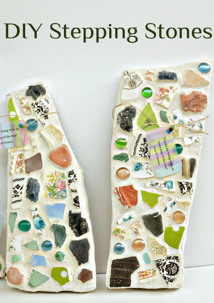 Cute Stepping Stones with Mixed Glass