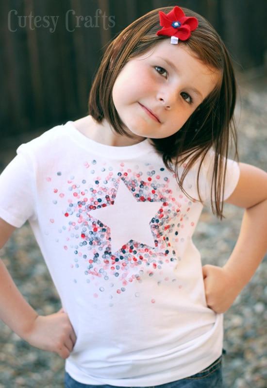 DIY Eraser-Stamped 4th of July Shirt