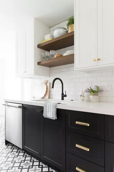 ADD OPEN SHELVING ABOVE THE SINK