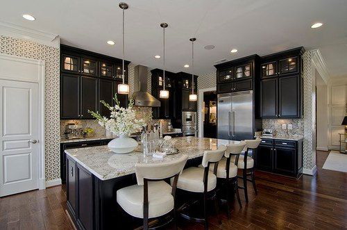 Black Cabinets with Colored Lighting