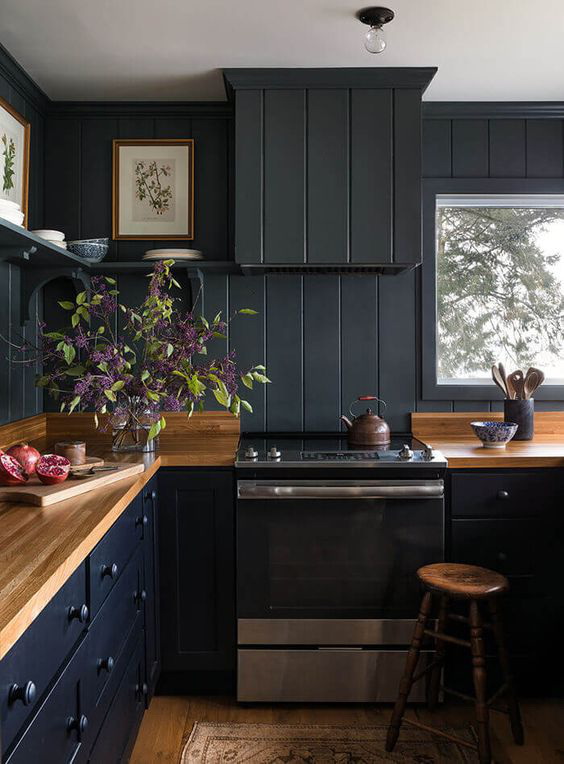 Black Cabinets with Gold Hardware