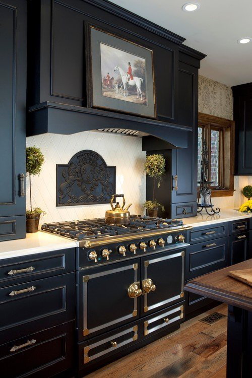 Black Cabinets with Soffits