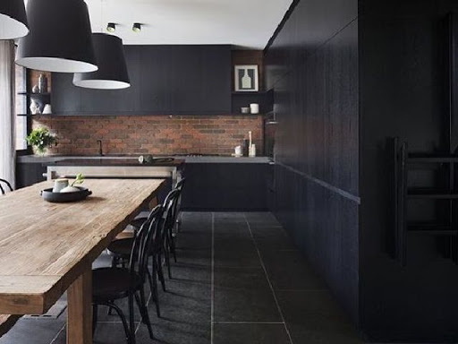 Black is Fabulous on the Backdrop of Exposed Brick Wall