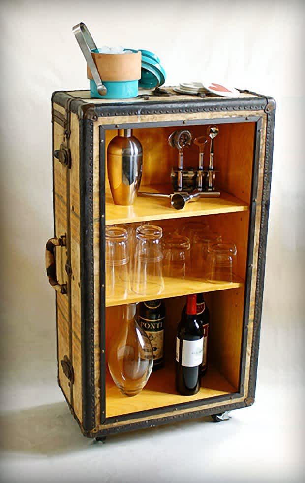 DIY Conversion of Old Suitcase to a Liquor Cabinet