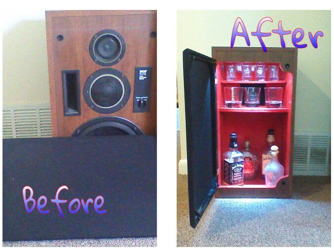 DIY Conversion of Unused Speaker Into Mini Liquor Cabinet.