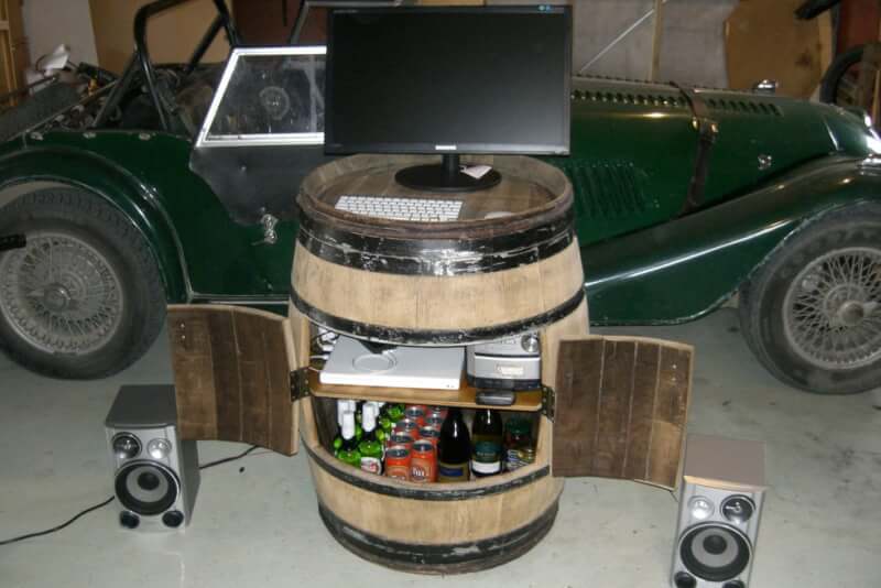 DIY Conversion of a Wine Barrel into a Liquor Cabinet