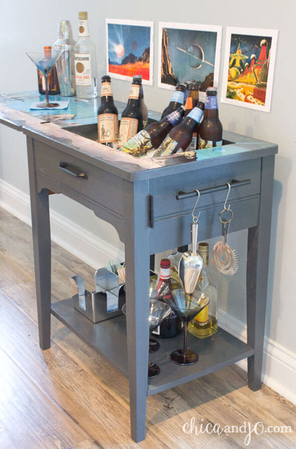 DIY Converting a Sewing Machine Table To a Liquor Cabinet